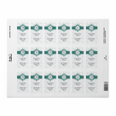 terugzendadres aqua monogram etiket (Full Sheet)