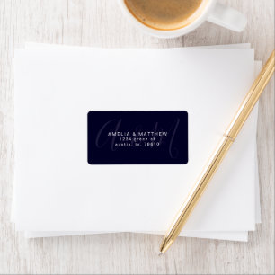 terugzendadres elegant monogram navy etiket