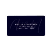 terugzendadres elegant monogram navy etiket (Voorkant)