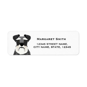 terugzendadres schnauzer hond etiket