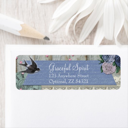  terugzendadres van kobalt Craft Bird Etiket (Insitu)