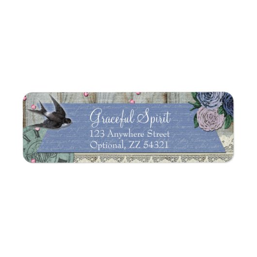  terugzendadres van kobalt Craft Bird Etiket (Voorkant)