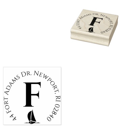 Terugzendadres voor vaartuig rubberstempel (Gestempeld)