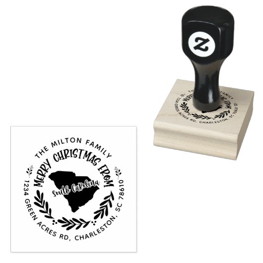 terugzendadres zuid - carolina merry kerst rubberstempel (Gestempeld)