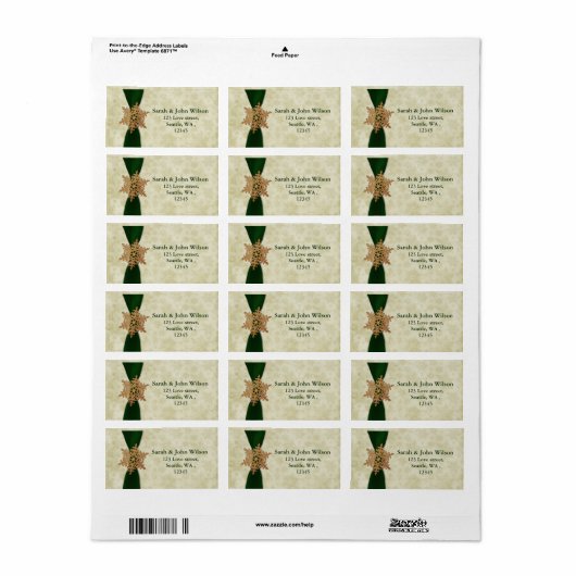 terugzendlabel voor groene bruiloft snowflake etiket (Full Sheet)