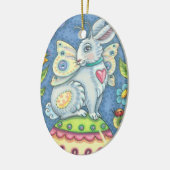TERUGZINS, EENVOUDIGERE EGG RABBIT VRIJ DATED 2020 KERAMISCH ORNAMENT (Links)