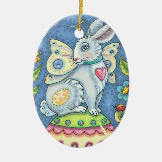 TERUGZINS, EENVOUDIGERE EGG RABBIT VRIJ DATED 2020 KERAMISCH ORNAMENT (Voorkant)