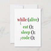 Terwijl Alive Eat Sleep Code Funny PRogrammer Gift Bedankkaart (Voorkant)