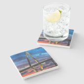 Terwijl de lichten aankomen stenen onderzetter (Zijkant)