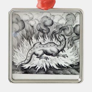 Terwijl de Salamander in brand leeft Metalen Ornament