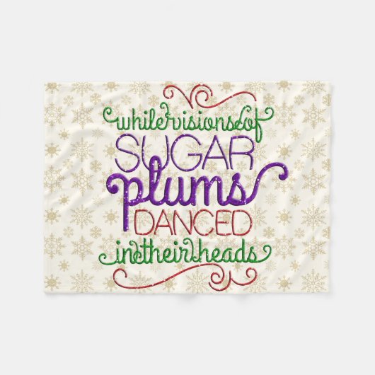 Terwijl de visies van Sugarplums Nutcracker Blanke Fleece Deken (Voorkant (Horizontaal))