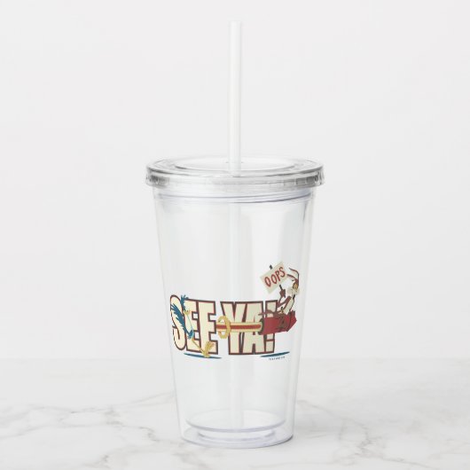 TERWIJL E. COYOTE™ raketten voorbij ROAD RUNNER™ Acryl Drinkbeker (Voorkant)