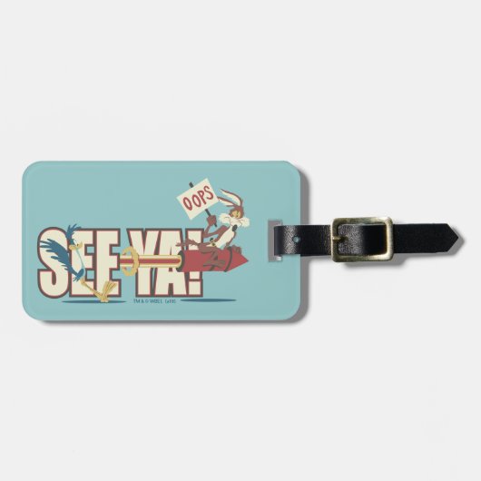 TERWIJL E. COYOTE™ raketten voorbij ROAD RUNNER™ Bagagelabel (Voorkant horizontaal)