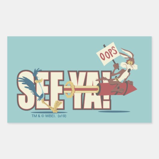 TERWIJL E. COYOTE™ raketten voorbij ROAD RUNNER™ Rechthoekige Sticker (Voorkant)