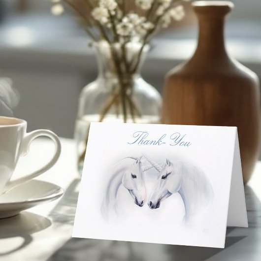 Terwijl eenhoorns houden van paar bedankkaart