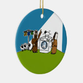 Terwijl Herders Kerstmis Geboortekerk Grappig Keramisch Ornament (Rechts)