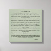 Terwijl ik mijn ogen sluit canvas afdruk (Voorkant)