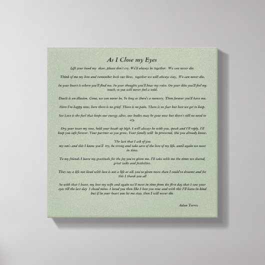 Terwijl ik mijn ogen sluit canvas afdruk (Voorkant)