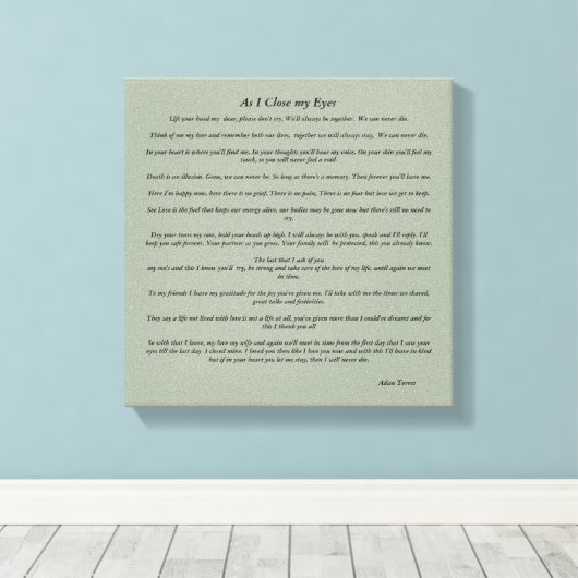 Terwijl ik mijn ogen sluit canvas afdruk (Insitu (Houten vloer))