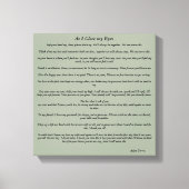 Terwijl ik mijn ogen sluit canvas afdruk (Voorkant)