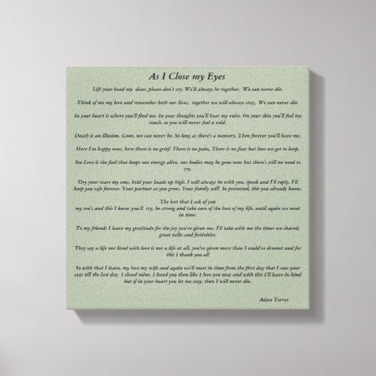 Terwijl ik mijn ogen sluit canvas afdruk (Voorkant)