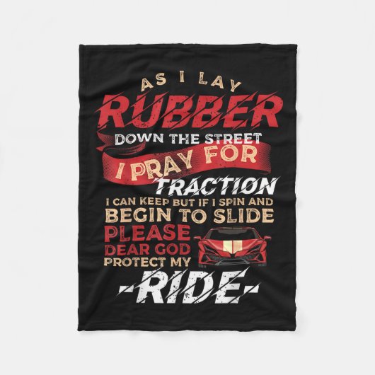 Terwijl ik rubber op straat leg, sleep ik racen vo fleece deken (Voorkant)