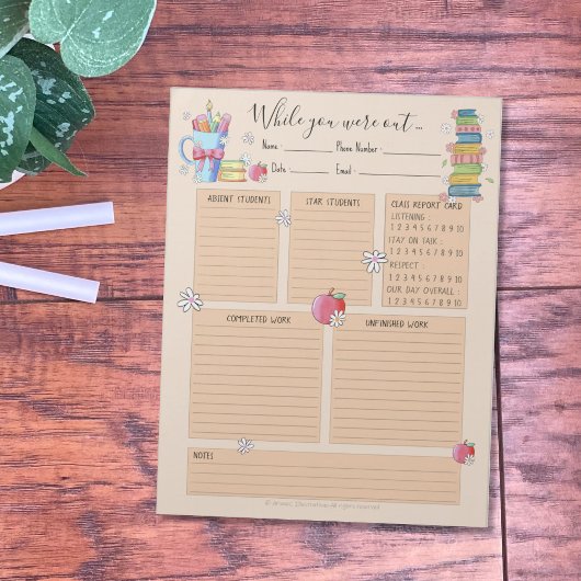 Terwijl je uit was Sub Teacher Books Notitieblok