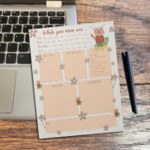 Terwijl je was uit Substitute Form Uil Notitieblok