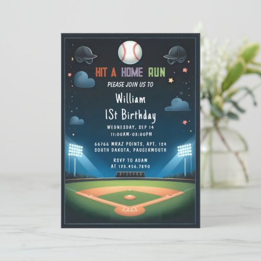 Terwijl Mannen Bal Hout Spel Team Honkbal 1e Verja Kaart (Staand voorkant)