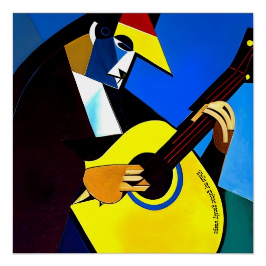 Terwijl mijn gitaar zachtjes twijfelt aan de gitar perfect poster (Voorkant)