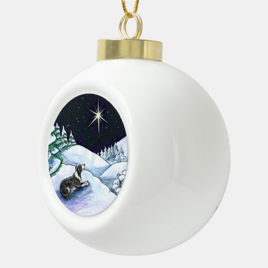 Terwijl Shepherds op versiering keken...Blk & Wit Keramische Bal Ornament (Rechts)