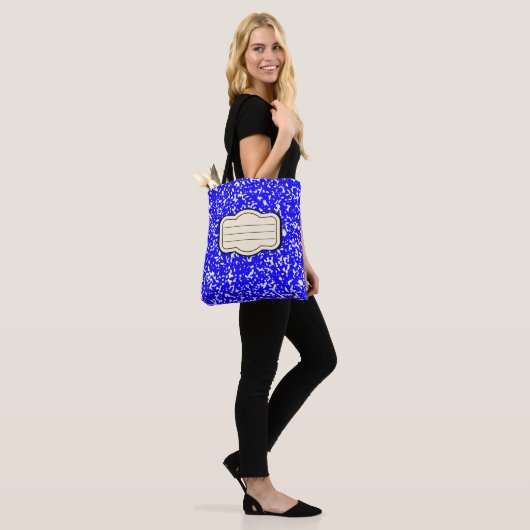 Tesimart | Blue Composition Book Pattern Canvas ta Tote Bag (Op model)