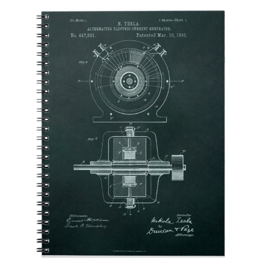 Tesla AC Motor Blueprint Notitieboek (Voorkant)