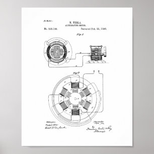 Tesla Alternating Motor Patent Poster