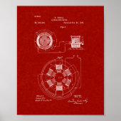Tesla Alternative Motor Patent - Burgundy Red Poster (Voorkant)