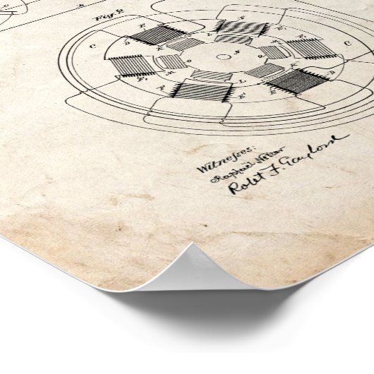 Tesla Alternative Motor Patent - Oude look Poster (Hoek)