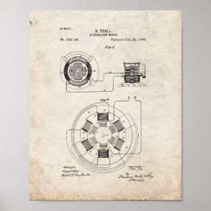 Tesla Alternative Motor Patent - Oude look Poster