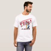 Tesla auto in rode kleur t-shirt (Voorkant volledig)