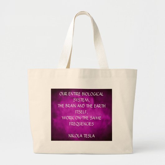 Tesla citaat over paars grote tote bag (Voorkant)