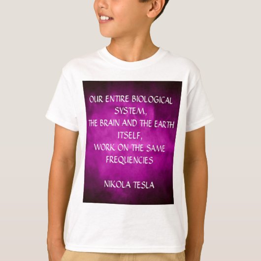 Tesla citaat over paars t-shirt (Voorkant)
