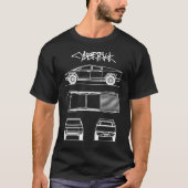 Tesla Cybertruck Blauwdruk Ontwerp T-shirt (Voorkant)