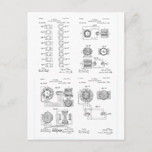 Tesla Elecro-Magnet Motor Patent US381968 p 1-4 Briefkaart