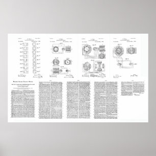 Tesla Elecro-Magnet Motor Patent US381968 p 1-9 Poster