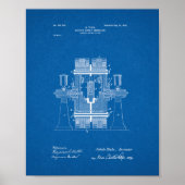 Tesla Electric Circuit Controller Patent - Bluepri Poster (Voorkant)