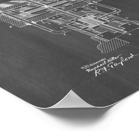 Tesla Electric Generator Patent - Chalkboard Poster (Hoek)