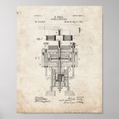 Tesla Electric Generator Patent - Oude look Poster (Voorkant)