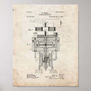 Tesla Electric Generator Patent - Oude look Poster