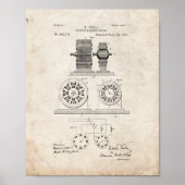 Tesla Electro Magnetic Motor Patent - Oude look Poster (Voorkant)