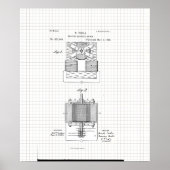 Tesla Electro Magnetic Motor Patent Poster (Voorkant)