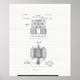 Tesla Electro Magnetic Motor Patent Poster